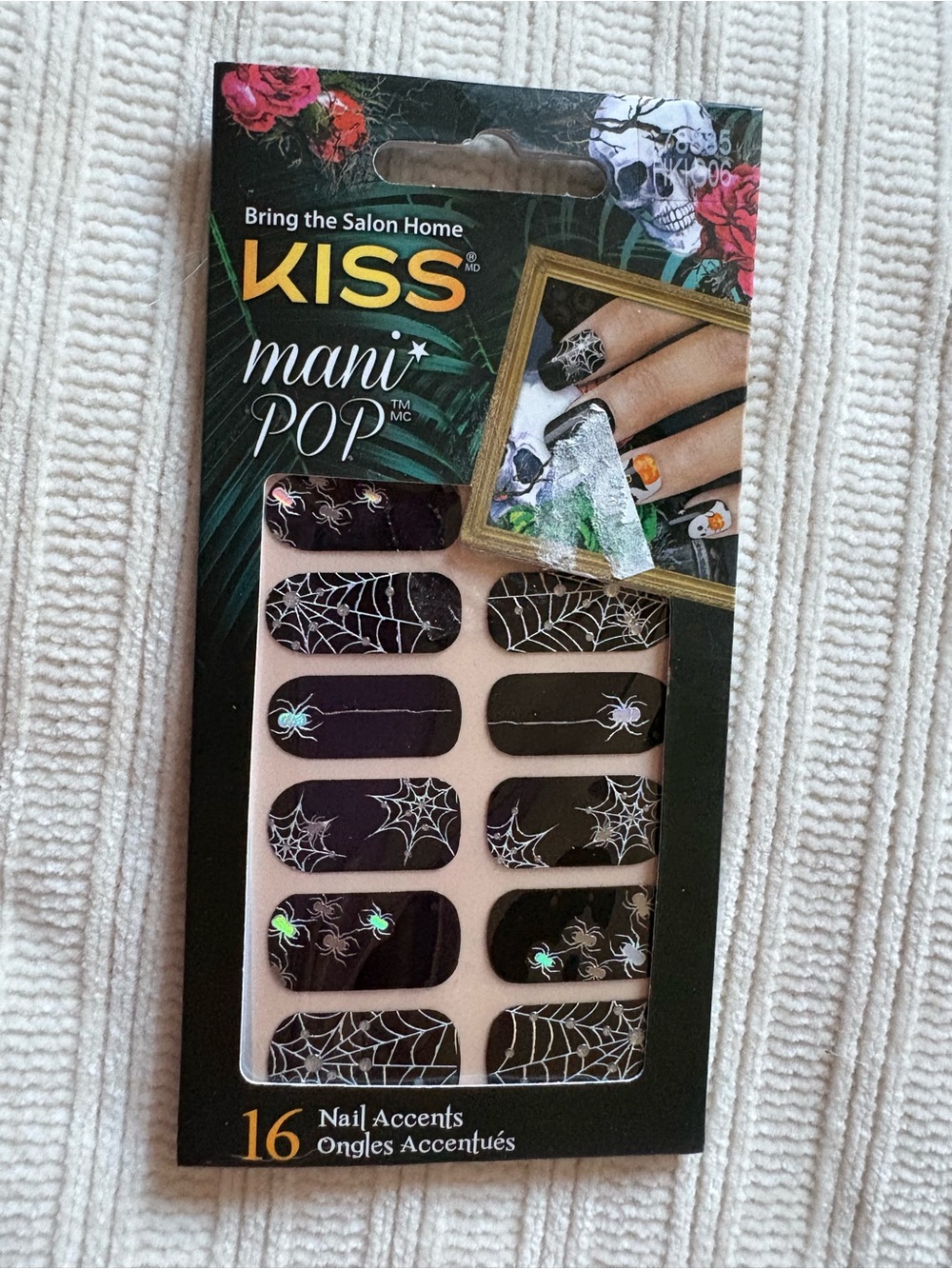 KISS Mani Pop Black Spiderweb Nail Strips Accents